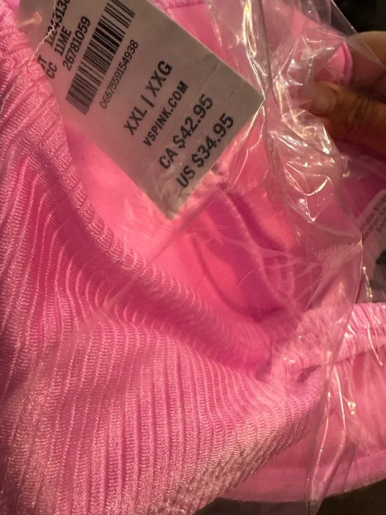 Set Of Two Different Pink ribbed Bikini tops from the brand VS PINK. XXL NWT’s - Picture 6 of 12